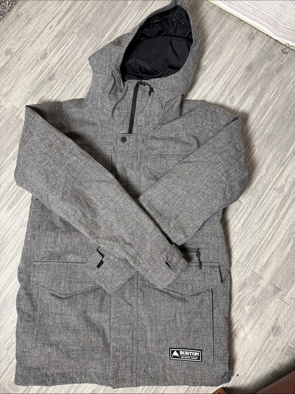 Burton Men's Heather Gray Hooded Snow Board/Skiing Jacket Size Small